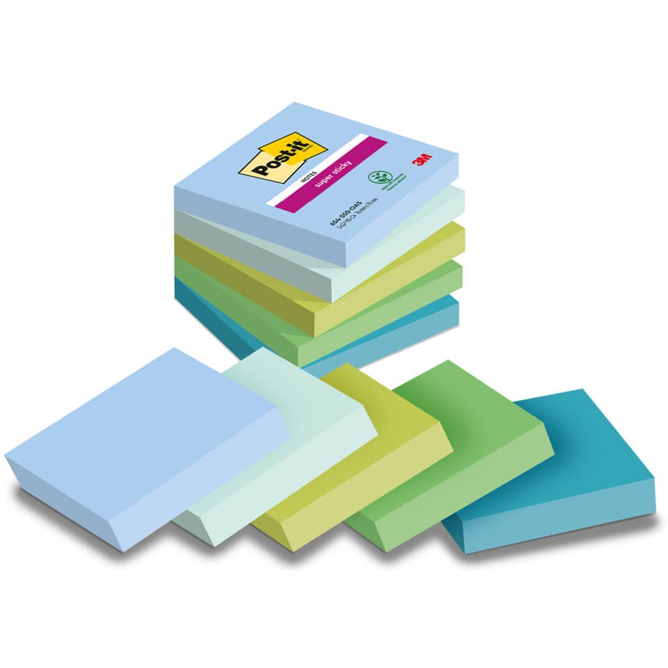 Haftnotizblock Super Sticky Notes Oasis Collection, 76x76mm, 5x90 Blatt, sortiert POST-IT 654-5SS-OAS POST-IT 654-5SS-OAS 76x76 mm