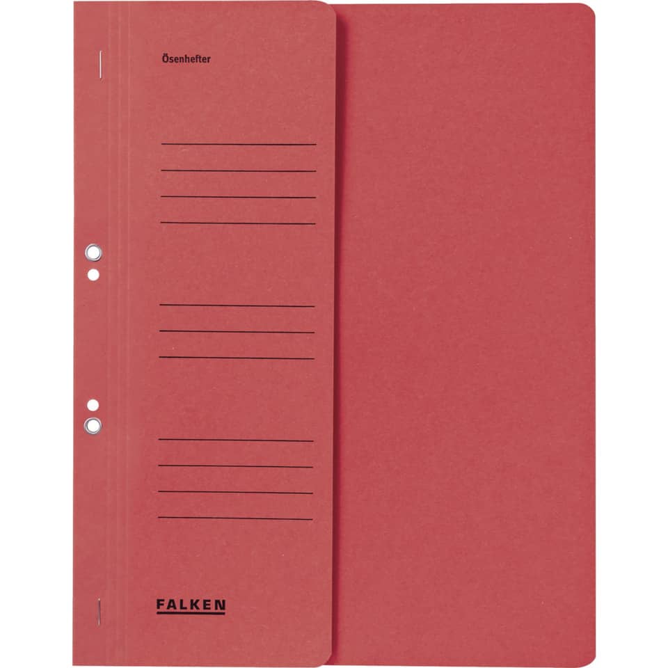 Ösenhefter, A4, 250 g/m², halber Deckel, kfm. Heftung, Manilakarton, rot FALKEN 80003817
