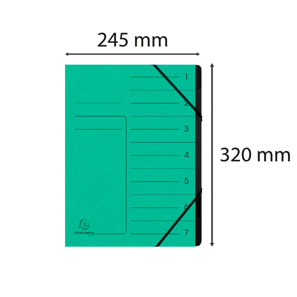 Ordnungsmappe mit Gummizug, innen schwarz, 7 Fächer, A4 grün EXACOMPTA 540703E EXACOMPTA 540703E Colorspan