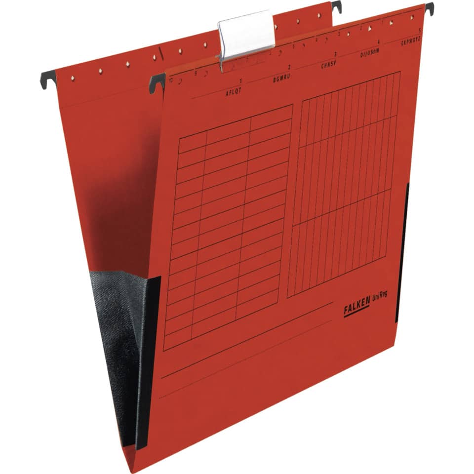 Hängetasche UniReg, 230g/m²-Kraftkarton, mit Leinenfröschen, rot FALKEN 80002603 FALKEN 80002603 m. Leinenfröschen