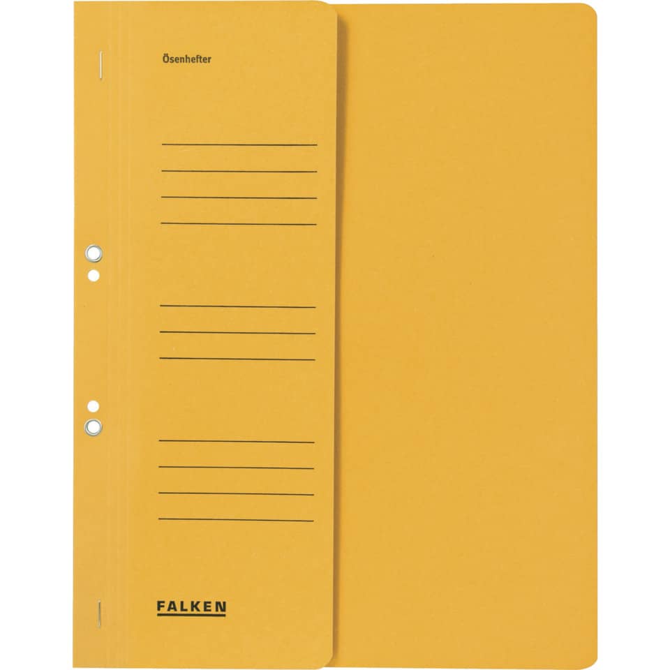 Ösenhefter, A4, 250 g/m², halber Deckel, kfm. Heftung, Manilakarton, gelb FALKEN 80003825