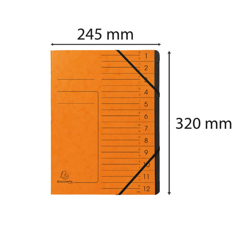 Ordnungsmappe mit Gummizug, innen schwarz, 12 Fächer, A4 orange EXACOMPTA 541204E EXACOMPTA 541204E Colorspan
