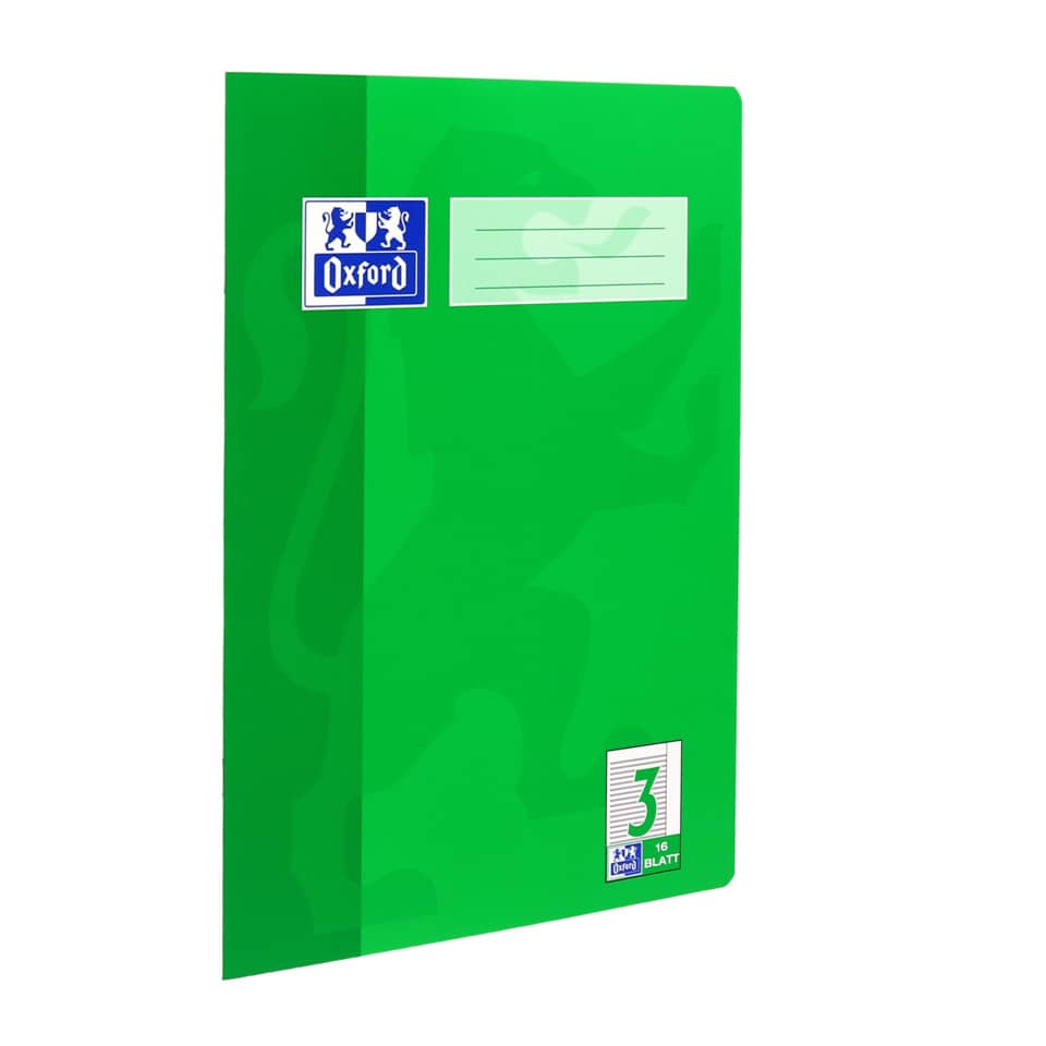 Heft, A4, 90g/m², 16 Blatt, Lin.3, liniert mit Rand, grün OXFORD 100050364