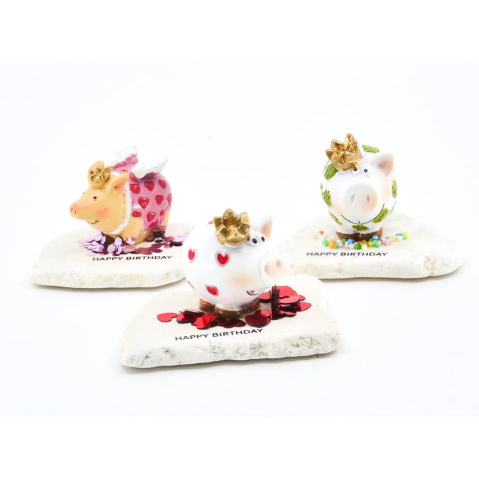 Glücksbringer Schwein auf Naturstein, 5cm, sortiert  0914A 0914A 5cm modern