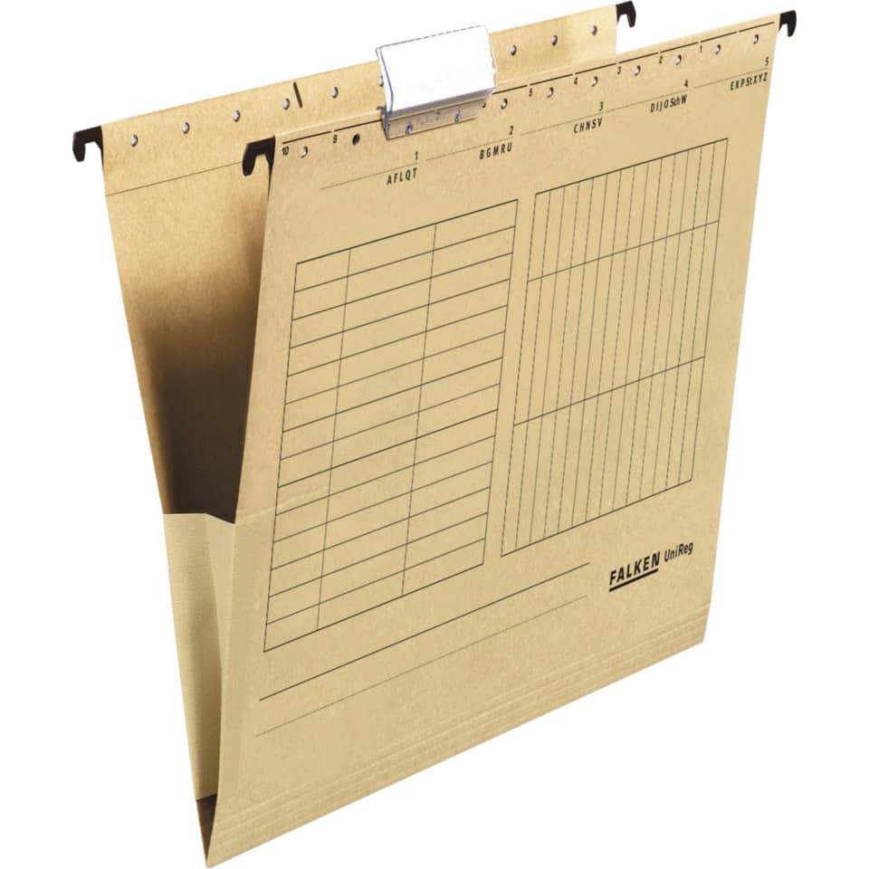 Hängetasche UniReg, 230g/m²-Kraftkarton, mit Leinenfröschen , braun FALKEN 80004336 FALKEN 80004336 UniReg