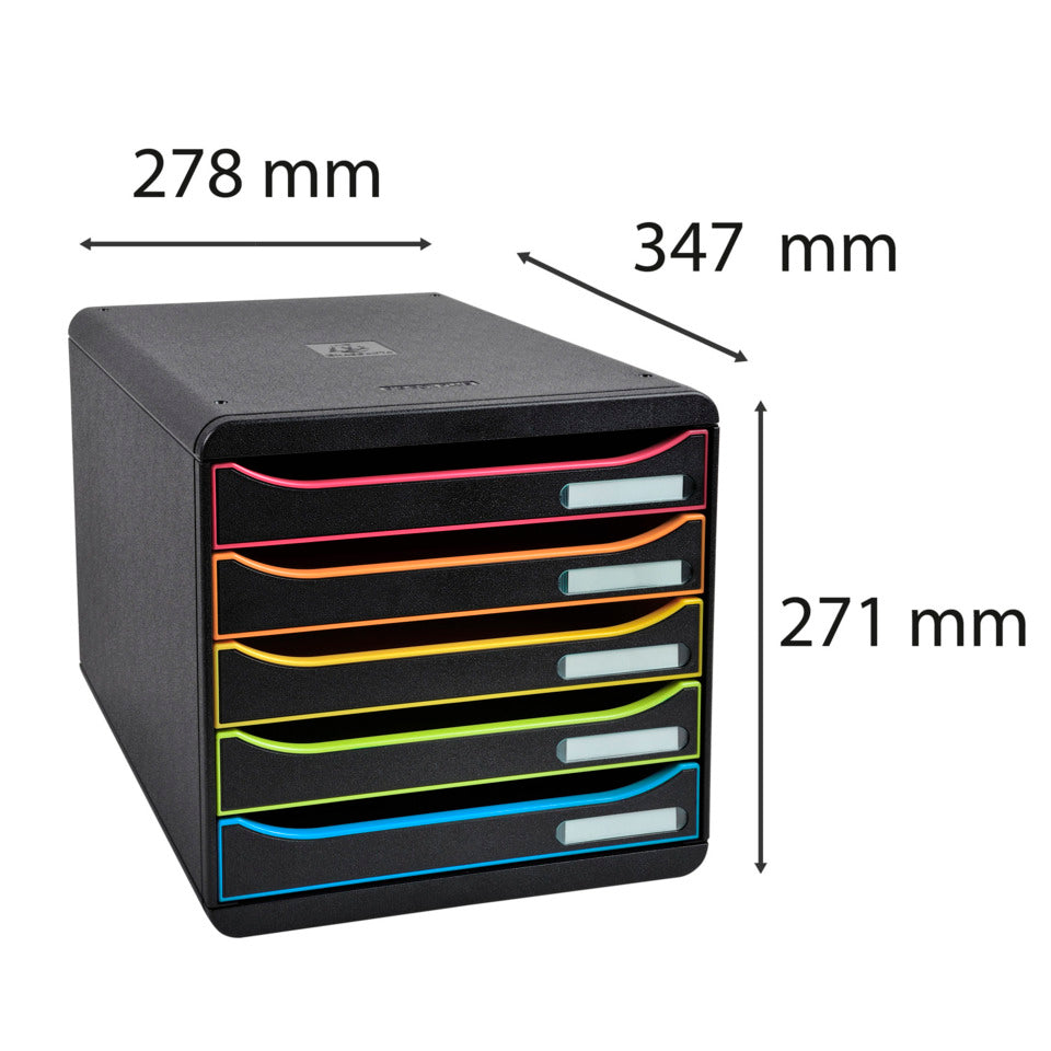 Schubladenbox BIG-BOX PLUS 5 offene Laden, schwarz/Harlekin EXACOMPTA 309914D EXACOMPTA 309914D 5 Laden