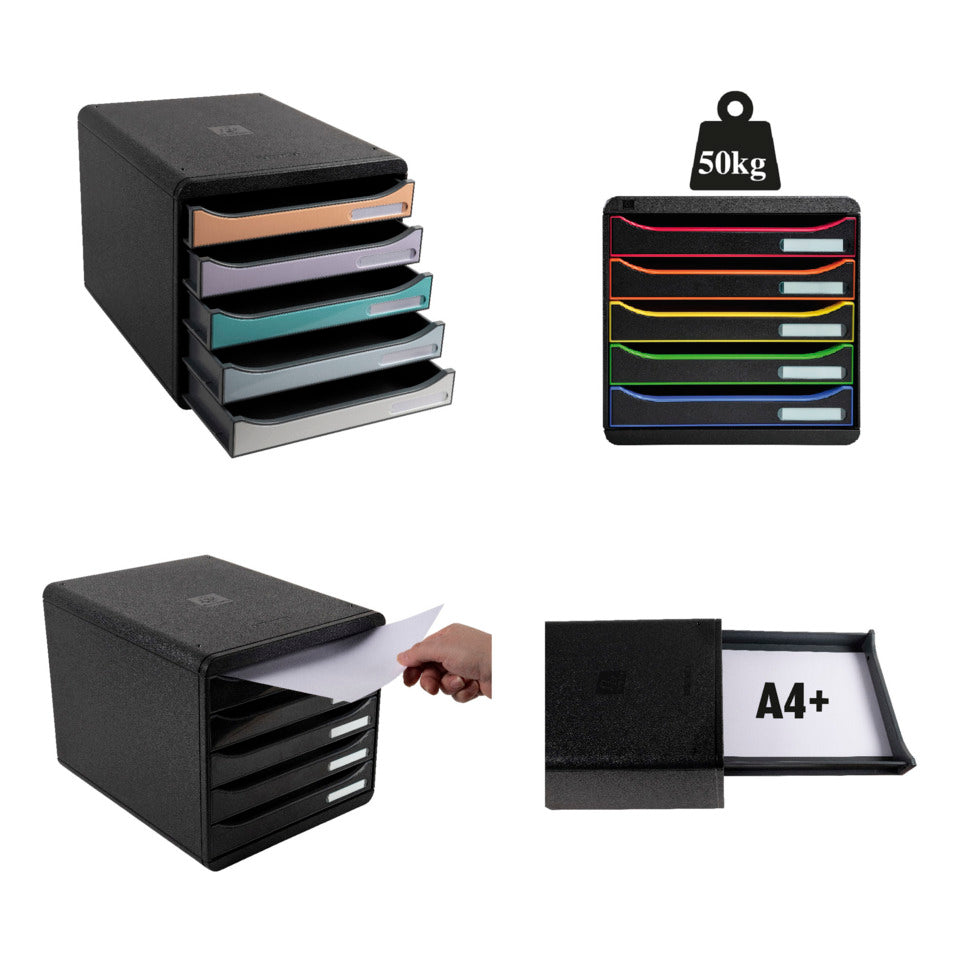 Schubladenbox BIG-BOX PLUS 5 offene Laden, schwarz/Harlekin EXACOMPTA 309914D EXACOMPTA 309914D 5 Laden