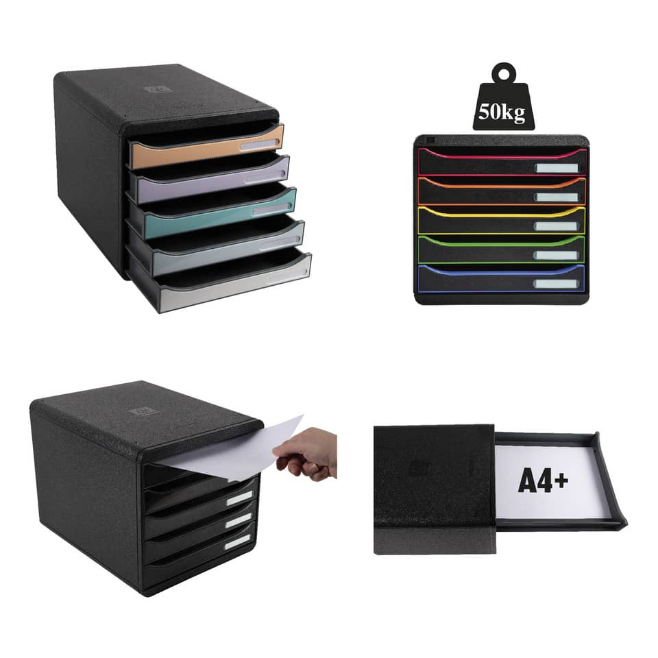Schubladenbox BIG-BOX PLUS 5 offene Laden, weiß/Harlekin EXACOMPTA 309913D EXACOMPTA 309913D 5 Laden
