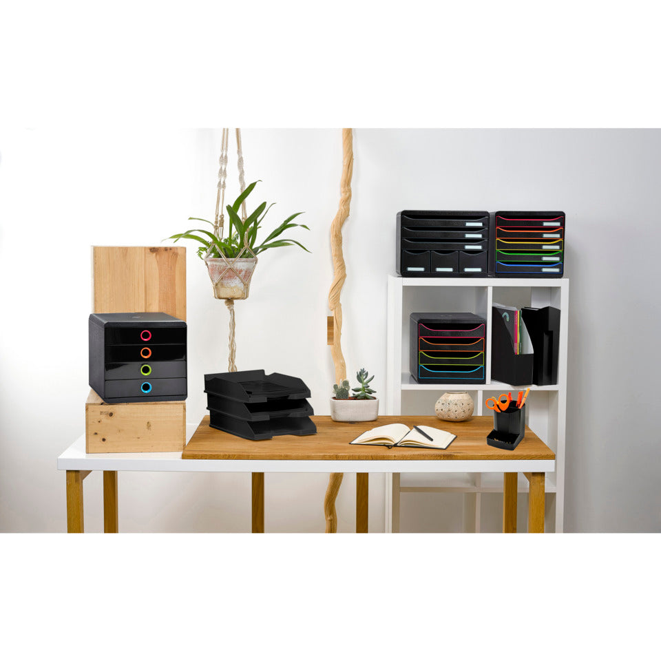 Schubladenbox BIG-BOX PLUS 5 offene Laden, schwarz/Harlekin EXACOMPTA 309914D EXACOMPTA 309914D 5 Laden