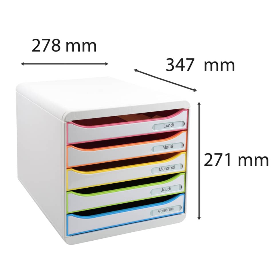 Schubladenbox BIG-BOX PLUS 5 offene Laden, weiß/Harlekin EXACOMPTA 309913D EXACOMPTA 309913D 5 Laden