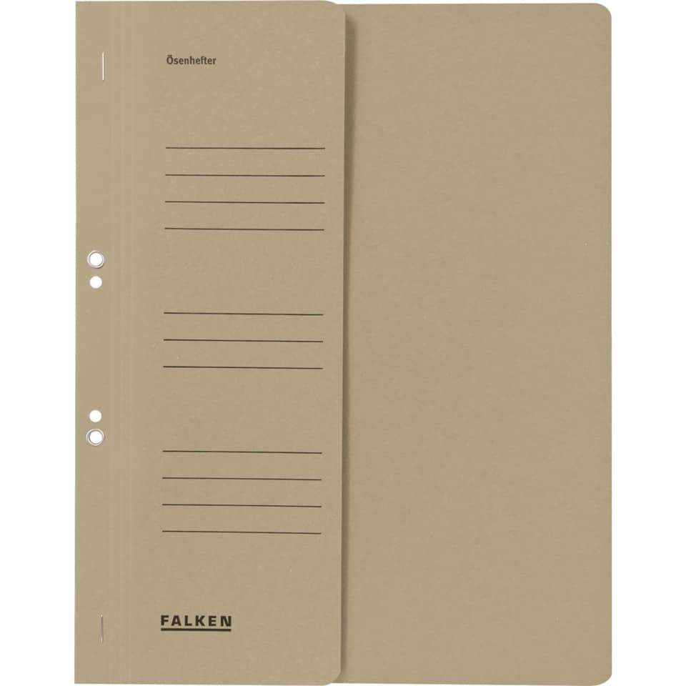 Ösenhefter, A4, 250 g/m², halber Deckel, kfm. Heftung, Manilakarton, grau FALKEN 80000508