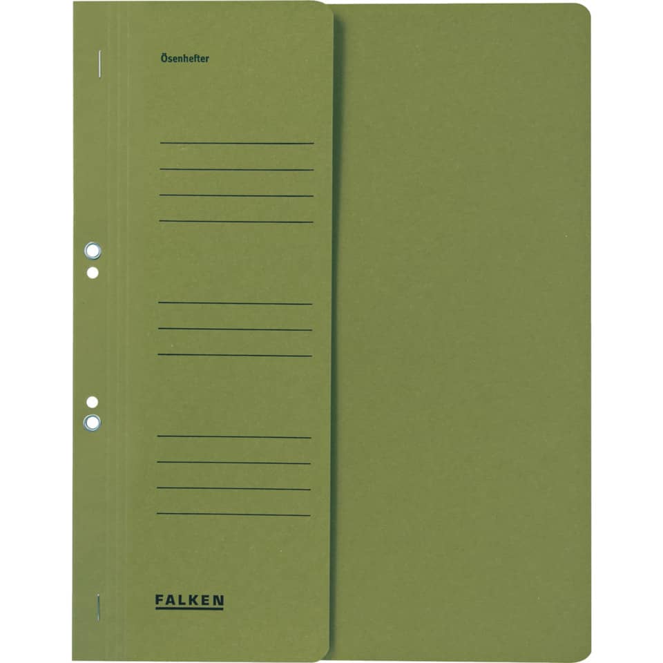 Ösenhefter, A4, 250 g/m², halber Deckel, kfm. Heftung, Manilakarton, grün FALKEN 80000490