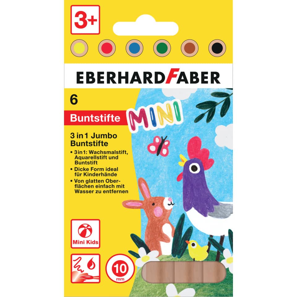 Farbstiftetui MiniMaxi 3in1 Jumbo, 6 Stück, sortiert EBERHARD FABER 518905 EBERHARD FABER 518905 sortiert
