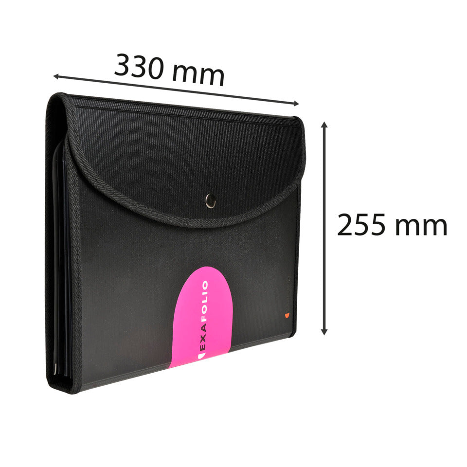 Fächermappe Exafolio mit Notizblock und Tasche, 6 Fächer, A4 schwarz EXACOMPTA 55834E EXACOMPTA 55834E Exactive