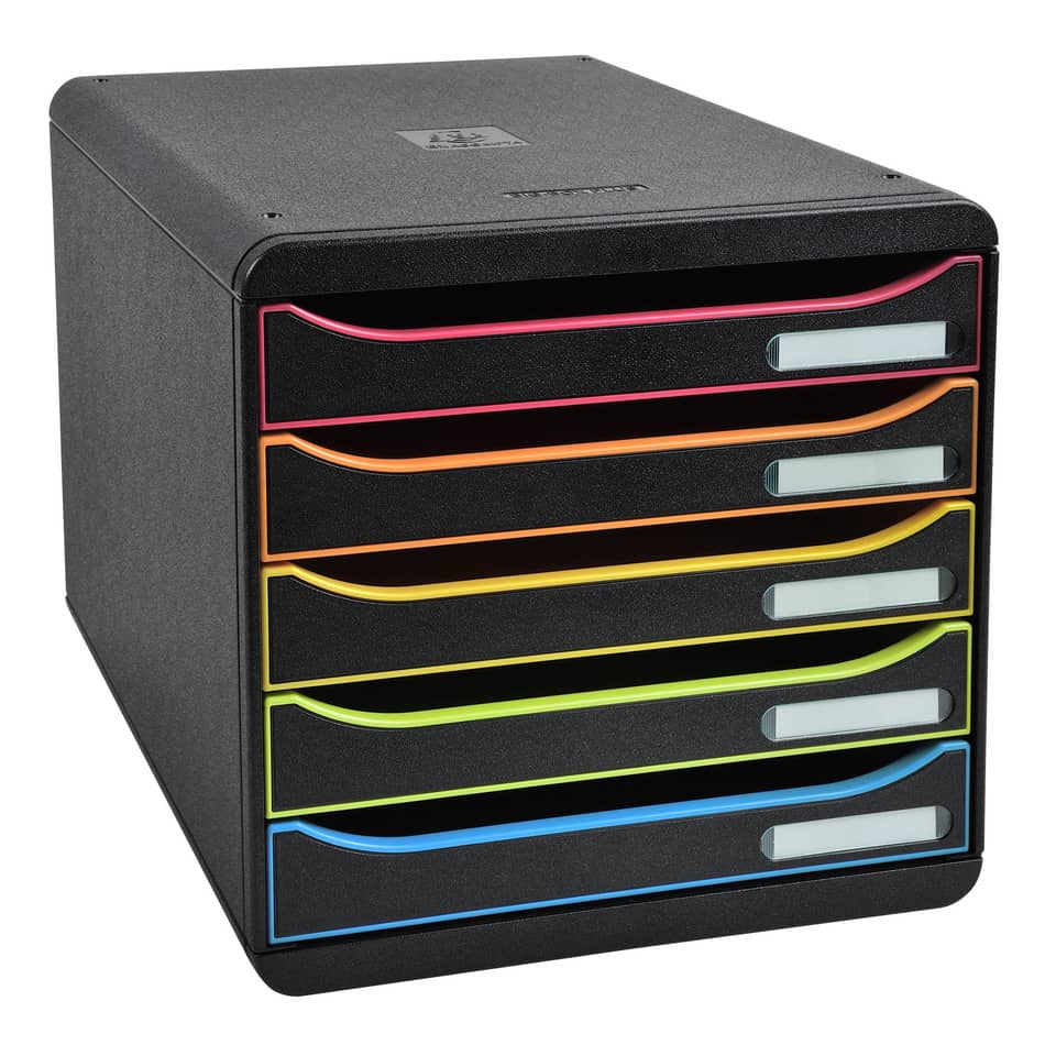 Schubladenbox BIG-BOX PLUS 5 offene Laden, schwarz/Harlekin EXACOMPTA 309914D EXACOMPTA 309914D 5 Laden
