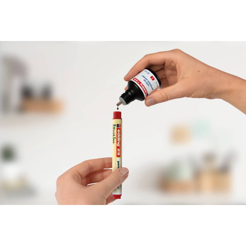 Permanentmarker e25 EcoLine, Rundspitze, nachfüllbar, 1mm, 4 Stück, sortiert EDDING 25/4 EDDING 4-25-4 EcoLine Rundspitze nachf.