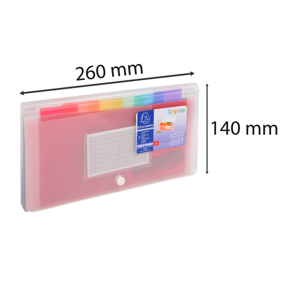 Fächermappe mit Griff und 7 farbigen Fächern Crystal, 260x140 mm, transparent EXACOMPTA 55398E EXACOMPTA 55398E   Pp