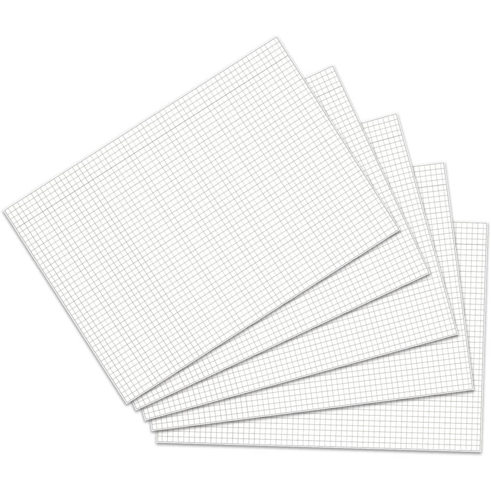 Karteikarte, A5, 170g/m², kariert, 100 Stück, weiß RNK 114850 RNK 114850 kariert