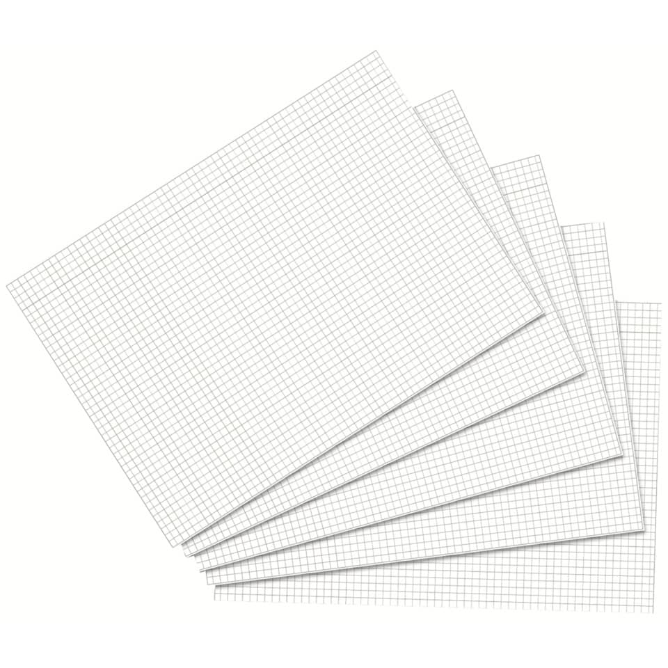 Karteikarte, A5, 170g/m², kariert, 100 Stück, weiß RNK 114850 RNK 114850 kariert