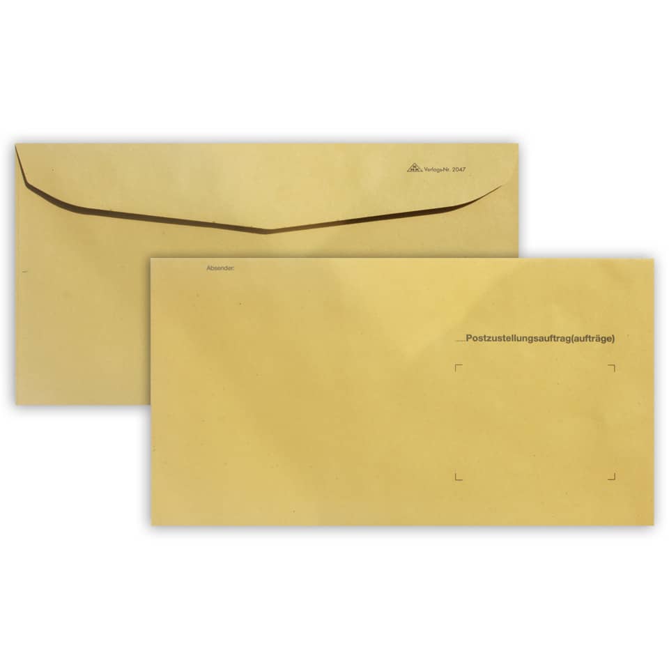 Umschlag für Zustellungsauftrag für Zusendung an Postamt, 235 x 125 mm, 500 Stück RNK 2047 RNK 2047 An Postamt