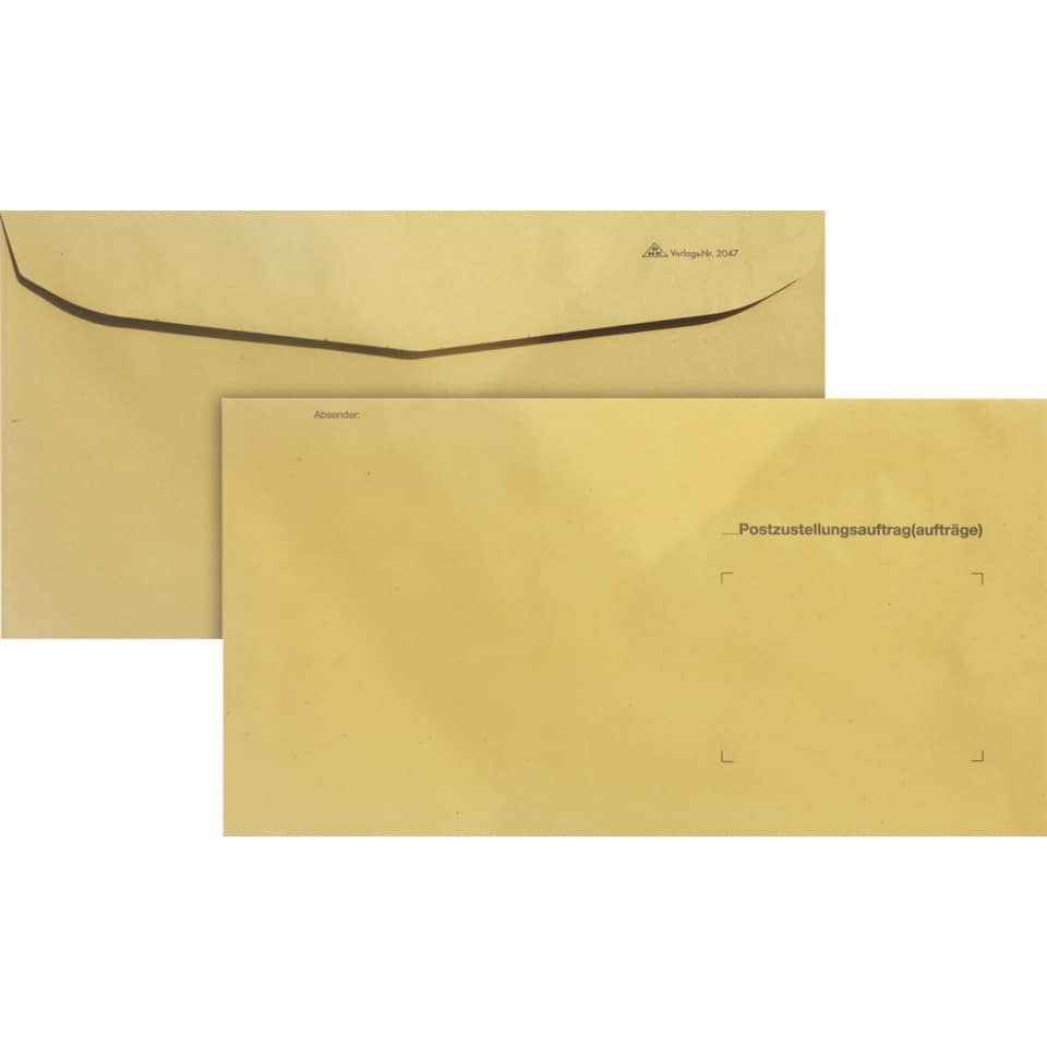 Umschlag für Zustellungsauftrag für Zusendung an Postamt, 235 x 125 mm, 500 Stück RNK 2047 RNK 2047 An Postamt