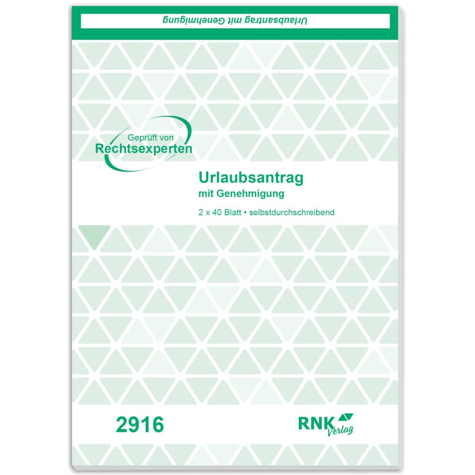 Urlaubsantrag - Block - SD, DIN A5, 2 x 40 Blatt RNK 2916 RNK 2916 A5 2x40BL