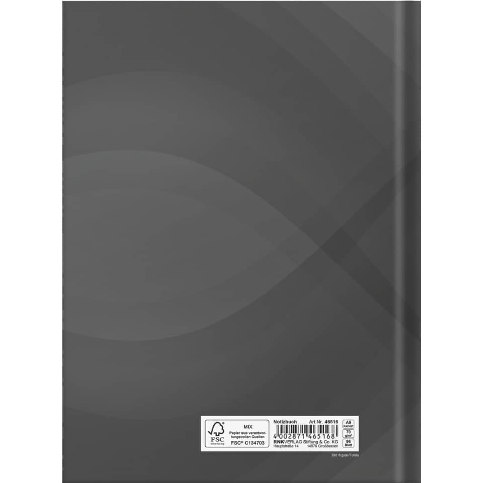 Notizbuch "notes carbon black", A5, 96 Blatt, kariert RNK 46516 RNK 46516 96BL kariert
