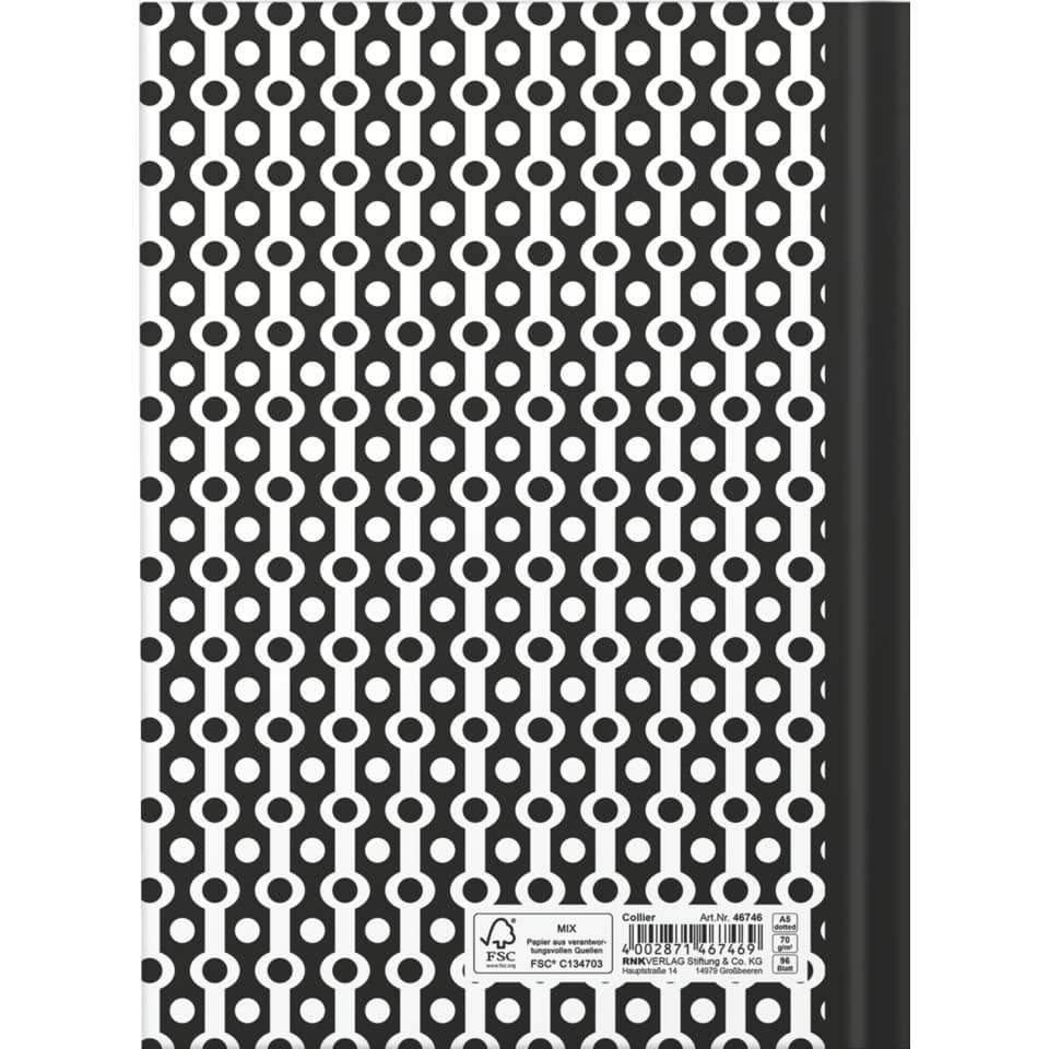Notizbuch "black & white Collier", A5, 96 Blatt, dotted RNK 46746 RNK 46746 A5/96BL punktiert
