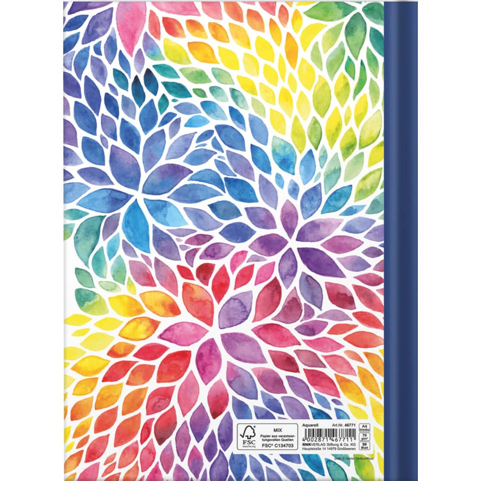 Notizbuch "Aquarell", A4, 96 Blatt, blanko RNK 46771 RNK 46771 96BL blanco