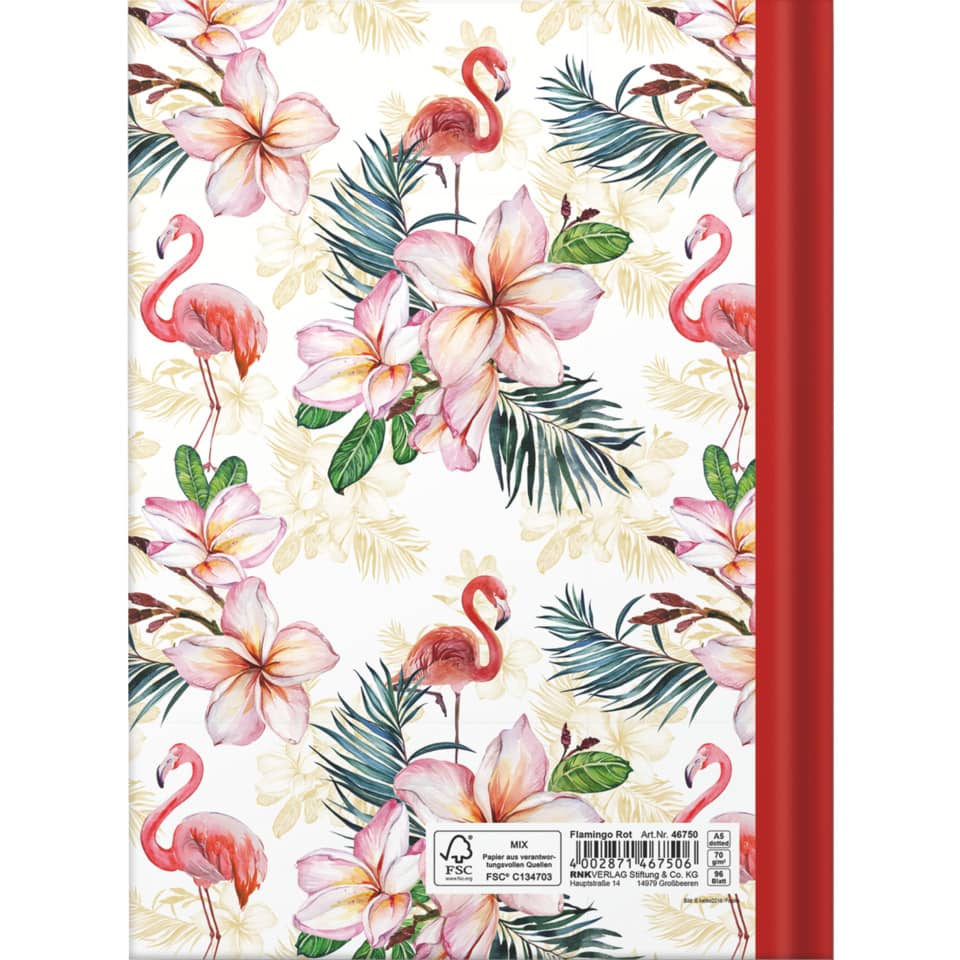 Notizbuch "Flamingo rot", A5, 96 Blatt, dotted RNK 46750 RNK 46750 A5/96BL punktiert