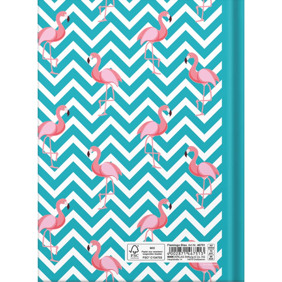 Notizbuch "Flamingo blau", A5, 96 Blatt, dotted RNK 46751 RNK 46751 A5/96BL punktiert