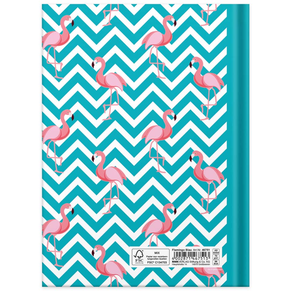Notizbuch "Flamingo blau", A5, 96 Blatt, dotted RNK 46751 RNK 46751 A5/96BL punktiert