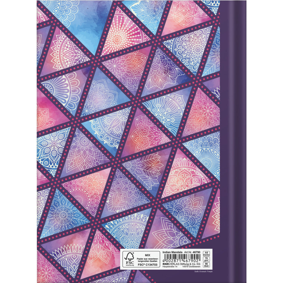 Notizbuch "Indian Mandala", A5, 96 Blatt, blanko RNK 46790