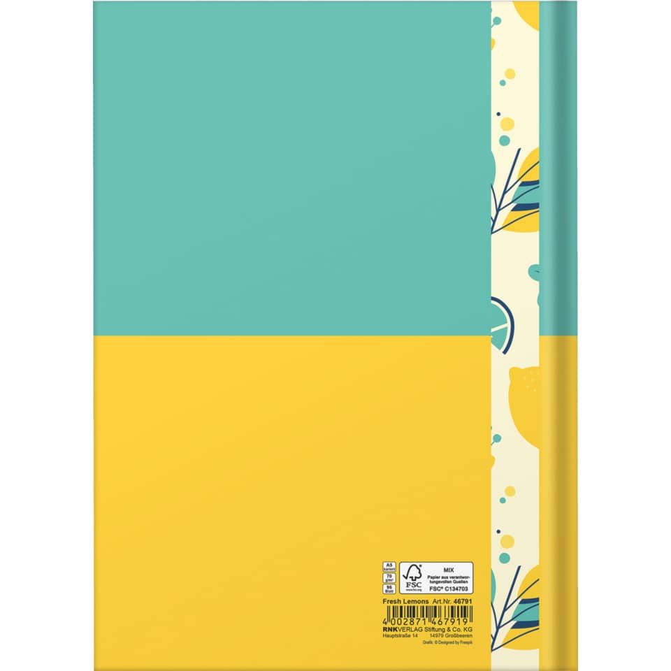 Notizbuch "Fresh Lemons", A5, 96 Blatt, kariert RNK 46791