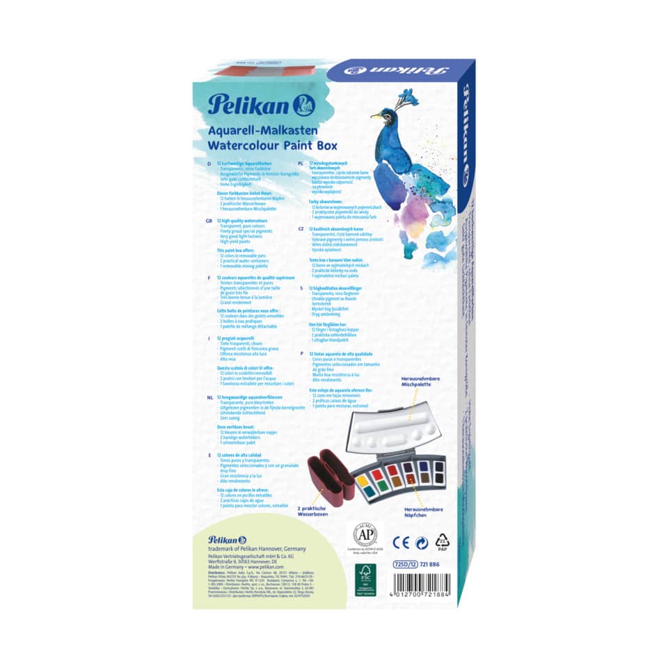 Farbkasten Aquarell 725D/12N, 12 Stück PELIKAN 400142599 PELIKAN 400142599 721886 725D/12