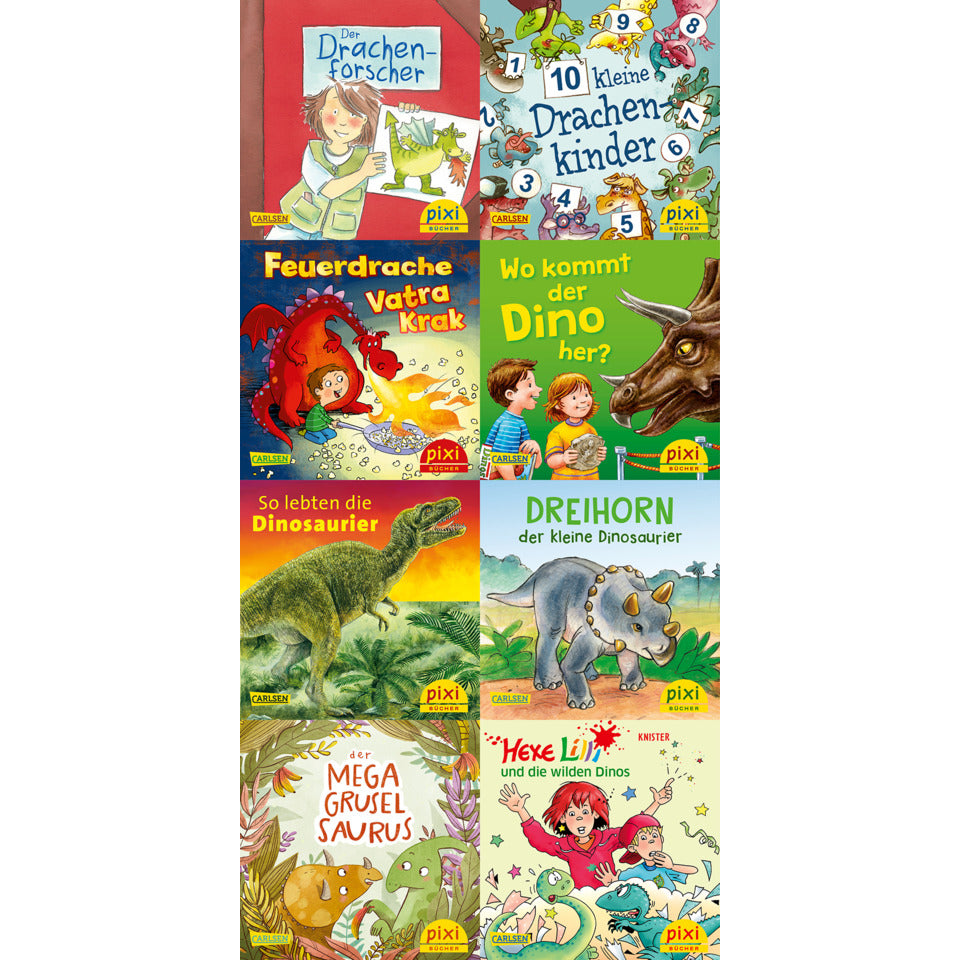 Bilderbuch Pixi Serie 279: Dinos und Drachen, sortiert CARLSEN 105279 CARLSEN 105279 Dinos u. Drachen sort