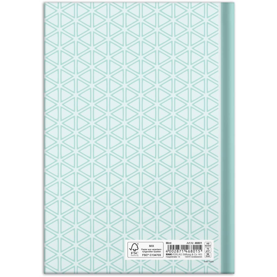 Notizbuch "Mint", A5, 96 Blatt, kariert RNK 46801