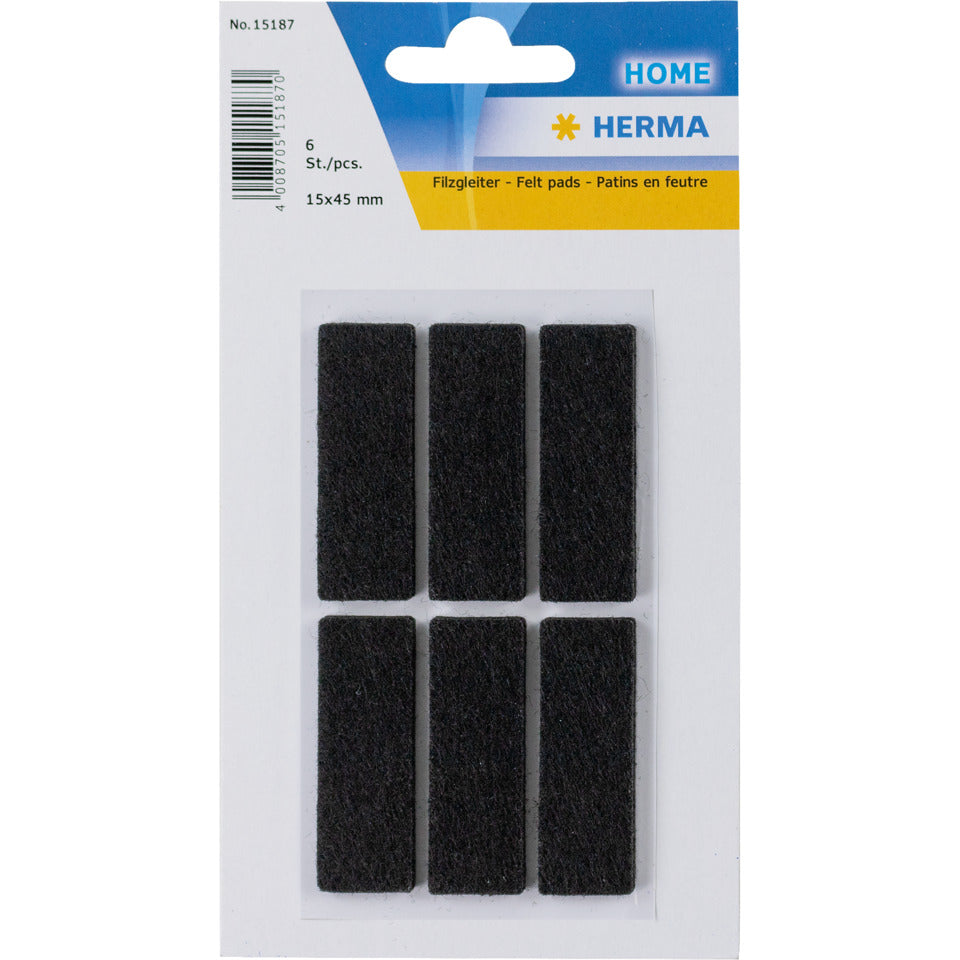 Filzgleiter, 15x45mm, 6 Stück, schwarz HERMA 15187 HERMA 15187 6ST