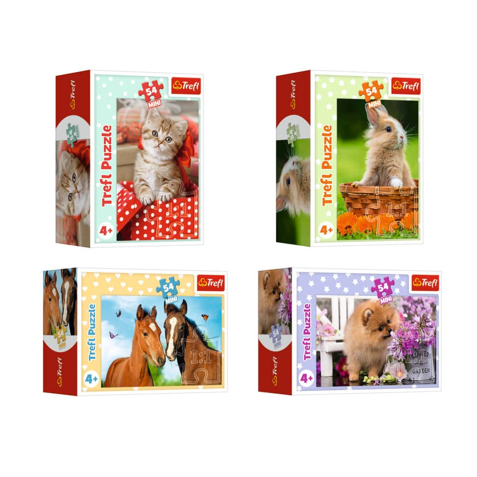 Mini Puzzle Liebe Tiere, 4-fach, sortiert TREFL 54195 TREFL 54195 4-fach sortiert