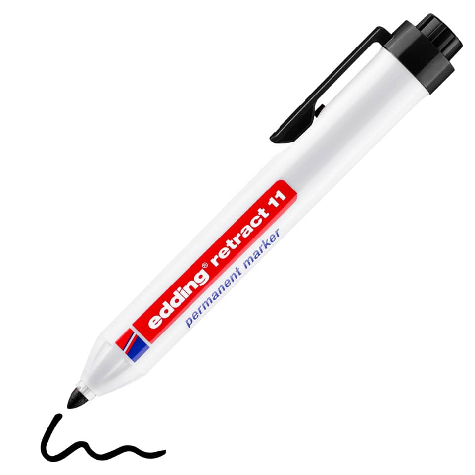 Permanentmarker Retract 11, Rundspitze, nachfüllbar, 1,5-3mm, schwarz EDDING 4-11001 EDDING 11-001 Rundspitze nachfüllbar