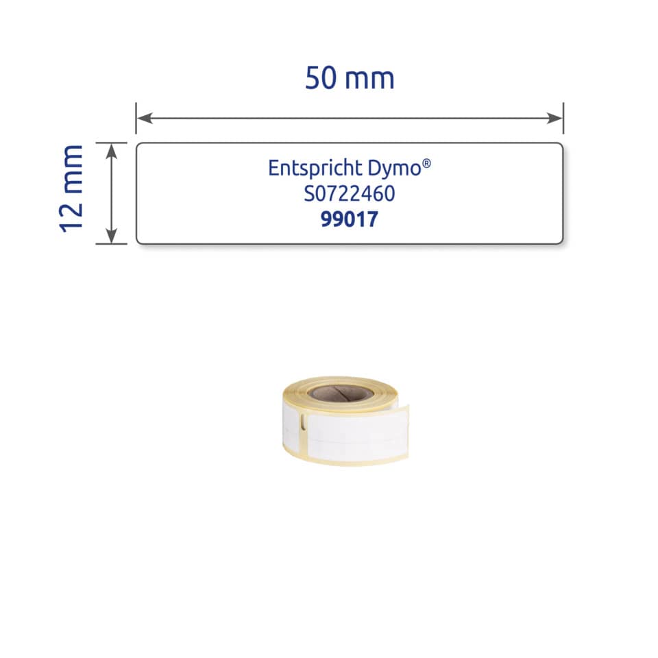 Rollen-Etiketten permanent, 12x50mm, 220 Stück, weiß AVERY ZWECKFORM AS0722460 ZWECKFORM AS0722460 permanent
