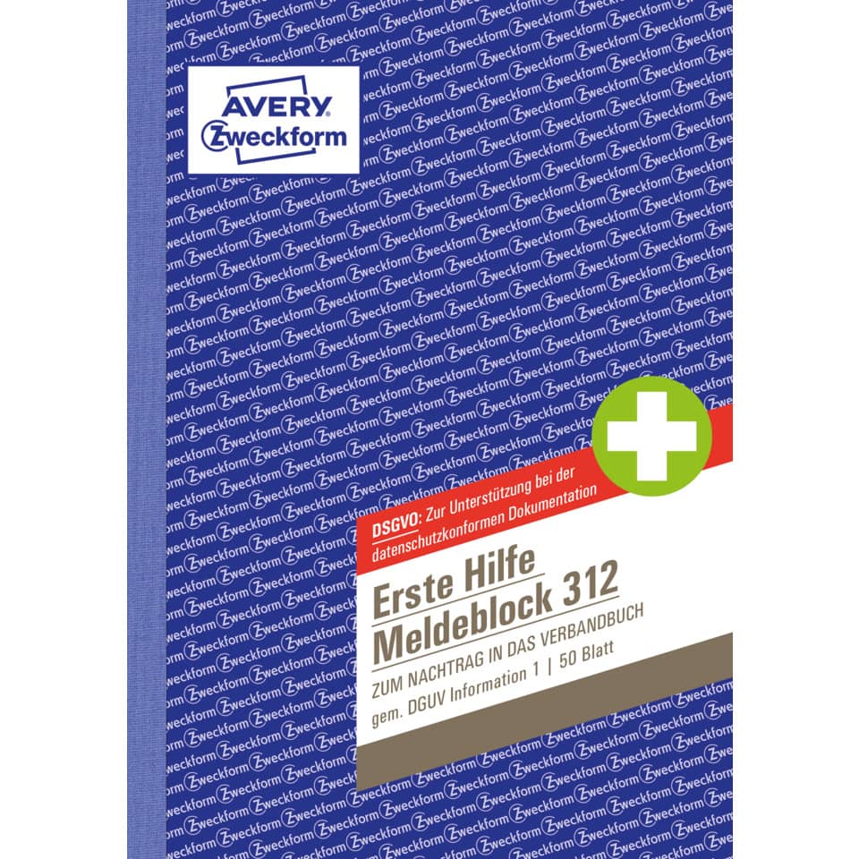 Erste Hilfe Meldeblock, A5, 50 Blatt AVERY ZWECKFORM 312
