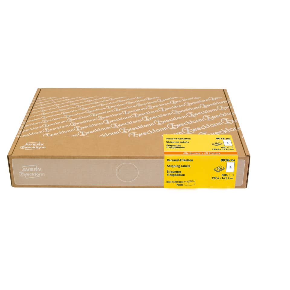 Versandetiketten, 199,6x143,5mm, 600 Stück, weiß AVERY ZWECKFORM 8018-300 ZWECKFORM 8018-300 600 Stück Versand