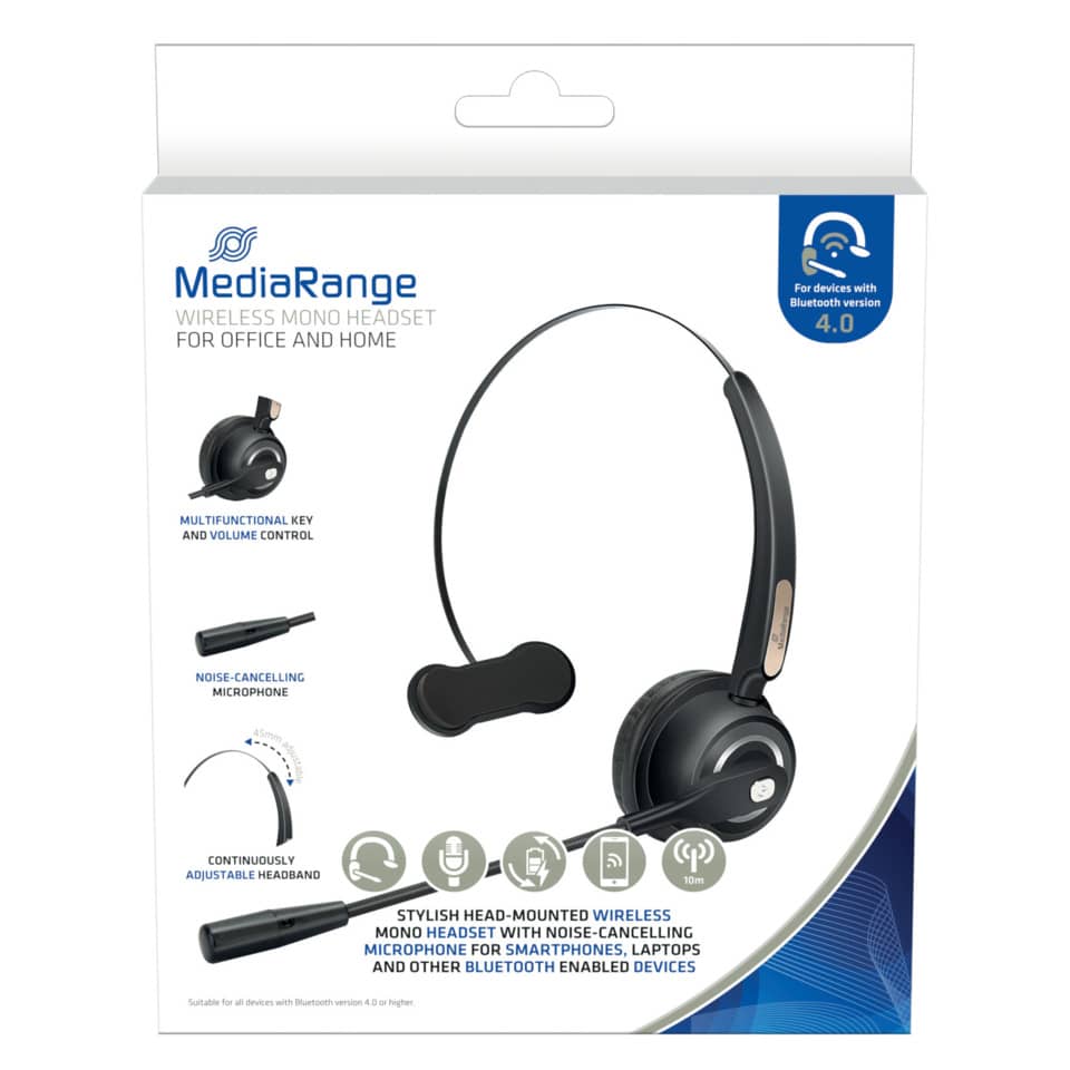 Headset Mono, schwarz MEDIARANGE MROS305