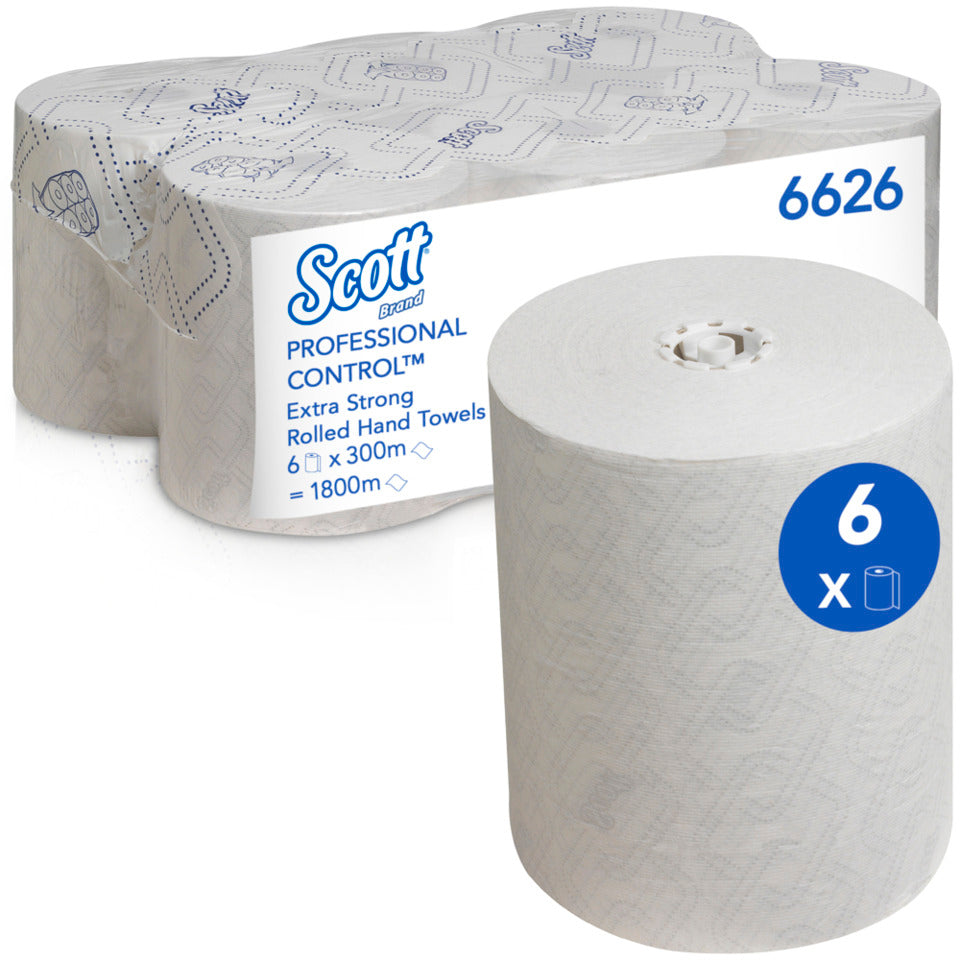 Rollenhandtuch Control™, 1-lagig, 6 x 300 m, weiß SCOTT CONTROL 6626 SCOTT CONTROL 6626 6RL Extra Strong