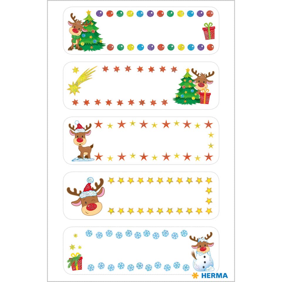 Geschenkesticker Weihnachten Little Rudolph, beglimmert, 10 Stück HERMA 15190 HERMA 15190 Rentier