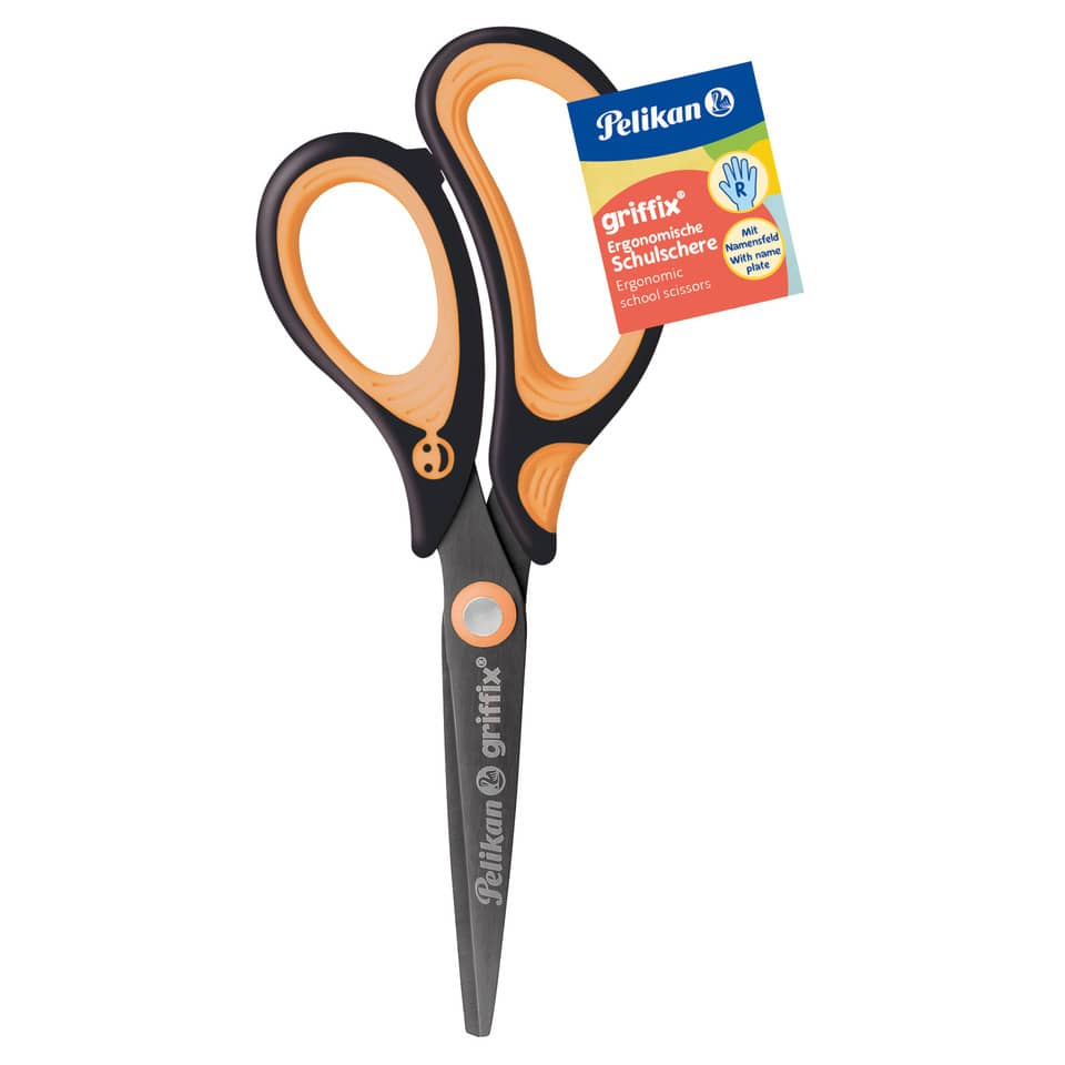 Schulschere griffix® Neon Black&Neon Black Orange   Rechtshänder PELIKAN 300009542 PELIKAN 300009542 819015 Rechts spitz