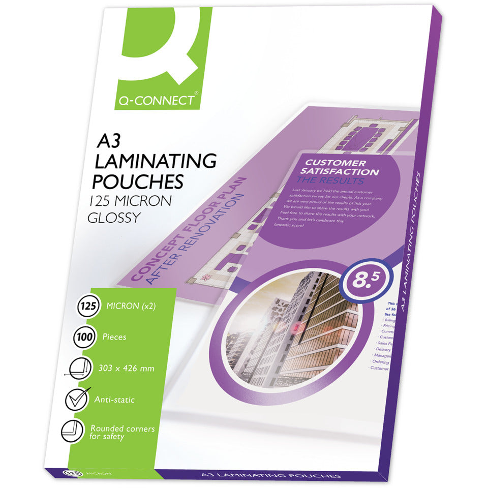 Laminierhülle, A3, 2 x 125 µm, glänzend, 100 Stück Q-CONNECT KF04124 Q-CONNECT KF04124 100ST