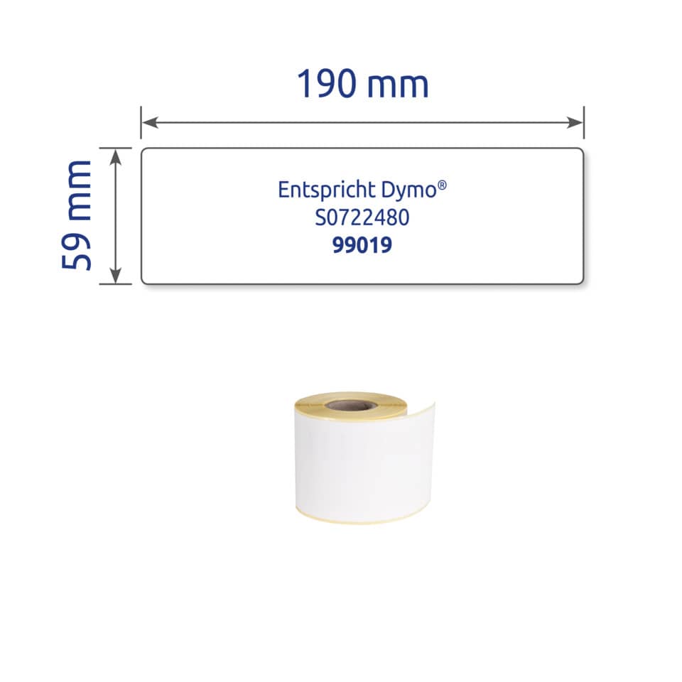 Rollen-Etiketten permanent, 59x190mm, 110 Stück, weiß AVERY ZWECKFORM AS0722480 AVERY ZWECKFORM AS0722480 permanent