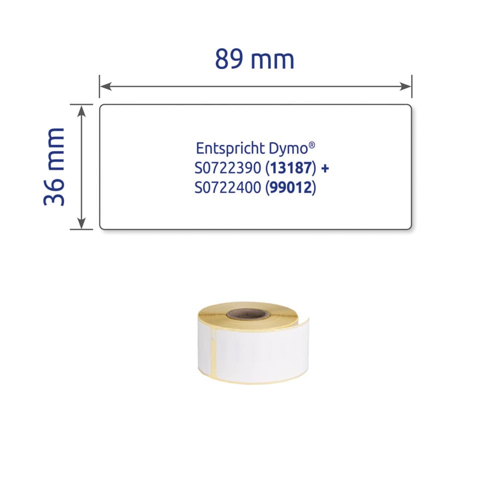 Rollen-Etiketten, 36x89mm, 4680 Stück, weiß AVERY ZWECKFORM AS0722390 AVERY ZWECKFROM AS0722390